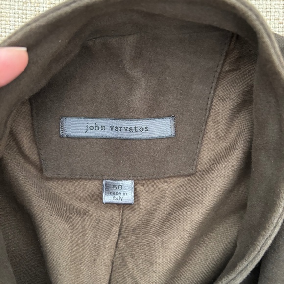 John Varvatos Olive Green 100% Cotton Double Breasted Military Long Coat - IT50 - Picture 3 of 11
